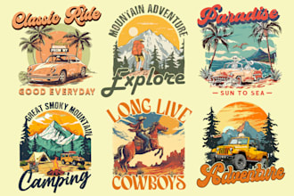 create vintage retro graphics for t shirt design and clothing