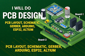 do pcb design circuit board layout schematic design develop esp32, stm32, nrf52