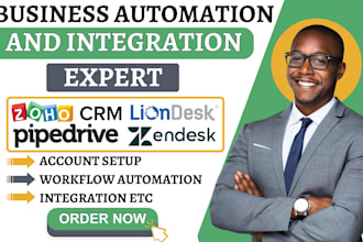 setup agile crm liondesk zendesk automation pipedrive zoho zapier integration va