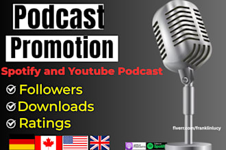 promote your podcast on youtube and spotify to boost spotify  USA UK listeners