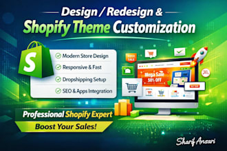 design or redesign and shopify theme customization, homepage design