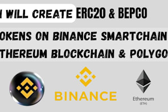 create bep20, erc20 token and smart contract on ethereum and bsc blockchain