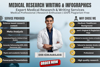 write medical research articles, manuscripts ans systemic analysis as a doctor