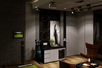 3d golf room interior, simulator redesign, golf course sketchup rendering