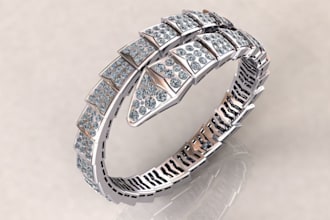 craft 3d biker bracelet,stl,fashionable ring,render sterling jewellery,animation