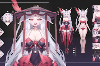 draw and rig female, male 2d vtuber model, 3d vtuber model for live2d commission