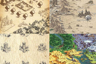 design  fantasy map, vector map, city map, and event map illustration