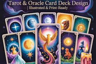 design illustrate create develop a custom tarot oracle or themed card deck