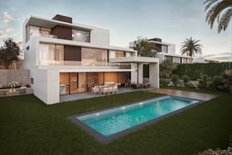 design garden, pool, terrace, yard, patio and landscape 3d model and rendering