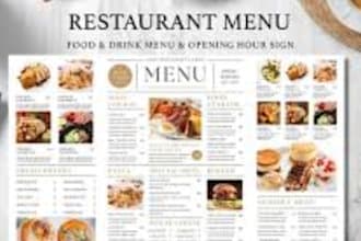 make professional restaurant, bar, food, and drink menus