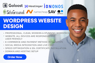 build wordpress website on bluehost, godaddy, namecheap, siteground, hostinger