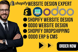 develop, redesign, build odoo website, shopify website design with dropshipping