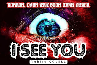 design horror or psychological thriller book covers with eerie, dark vibes