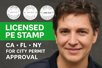 do california, florida, and new york pe stamp for city permit approval