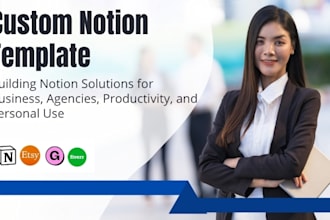 do custom notion template, workspace, dashboard for business and personal use