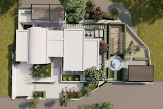 recreate 3d house in blender, flyover exterior, apartment decor,render cgi villa