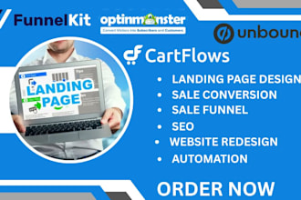 do sale funnel, landing page, on funnelkit, unbounce, cartflow, optimonster