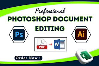 do photoshop editing, text and image replacement, formatting, ms word editing