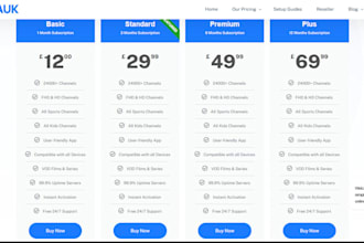 create iptv website, web bot, webchat, UI panel, payment gateway integration