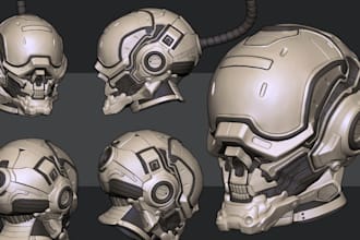 3d head, 3d helmet, 3d mask, 3d face, 3d cosplay model oni mask for printing