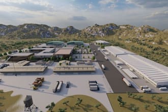 visualize 3d industrial factory building,remodel 3d warehouse,museum,airport,cgi