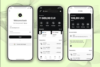 develop fintech mobile app UI UX design finance app, bank app, payment app