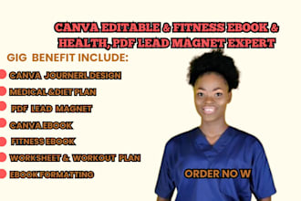 design canva health fitness ebook, journal, medical book, meal planner, designrr