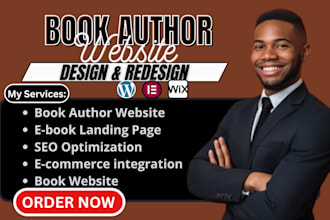 design wix author website, book author, ebook website, book author website