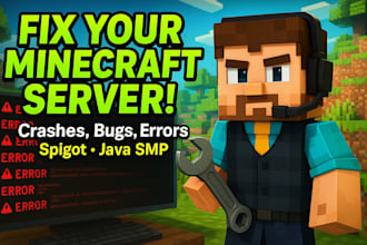 fix errors, buds and crashes on your minecraft server spigot, java ,smp