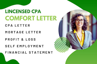 get you US CPA letter CPA comfort letter CPA verification letter profit and loss