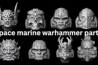 create a space marine warhammer head weapon part printable stl for 3d printing