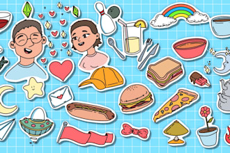 custom cute creative sticker illustrations for your brand