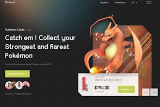 design pokemon shopify store game card, trading card website