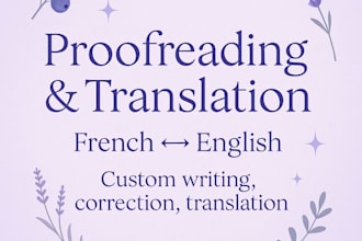 write, proofread and translate your texts in french or english