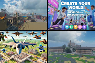 do roblox full game creation,lua scripting, gui,roblox full game development