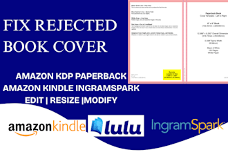 kdp  upload fix resize edit rejected KDP cover to publish on amazon ingramspark