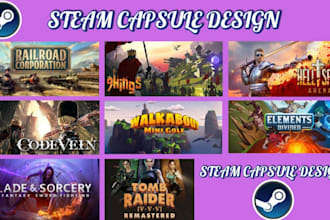 create steam capsule art game UI banners posters logo and graphics