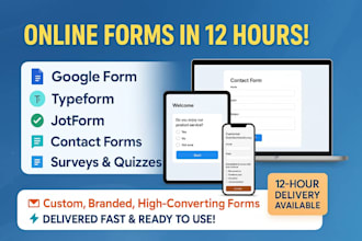 design custom online forms using jotform, typeform, or google forms ready in 12h