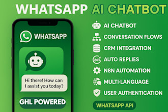 setup whatsapp business API, cloud chatbot, vapi ai agent, fix flow, CRM n8n bot