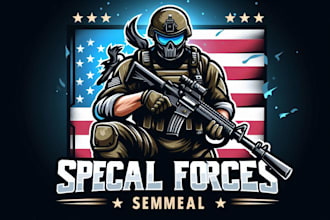 do special forces mascot logo design powerful  unique brand identity