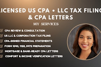 file US tax returns for llcs, 1120, 5472, 1040 and provide CPA review