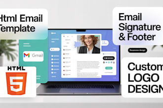 create html email template, email signature, mail footer, logo design