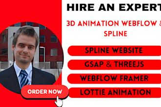 interactive 3d animated website spline website, lottie animation, threejs, webgl