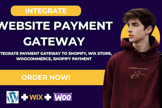 integrate payment gateway to shopify, wix store, woocommerce, shopify payment