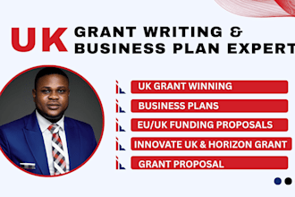 write UK grant applications and business plans for innovate UK and eu funding
