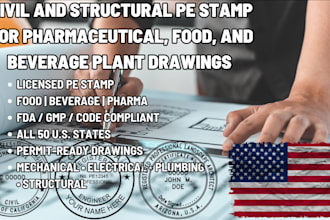 pe stamp pharmaceutical, food, and beverage plant drawings