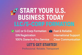 create a usa llc or s corp for you and get you an ein quick