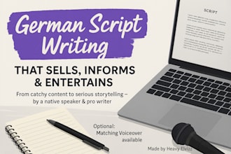 write native german scripts that sell, inform or entertain, your choice