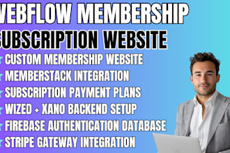 build webflow memberstack website membersonic subscription wized xano firebase