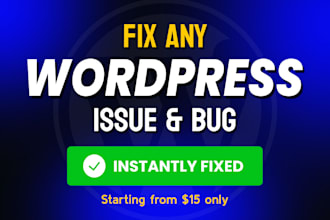 fix wordpress issues, fix wordpress error, wordpress bug fix, instantly